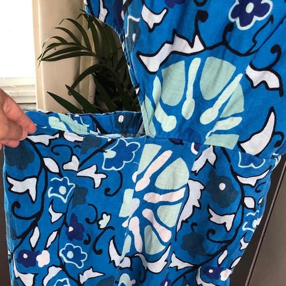 RHODE X Target Blue Floral Linen Blend Short Sleeve Wide Leg Jumpsuit Small - Picture 5 of 17